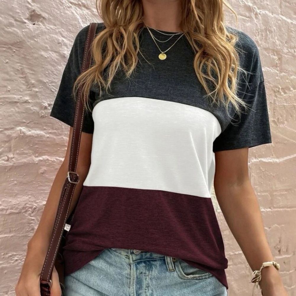 NWOT Color block drop shoulder tee
